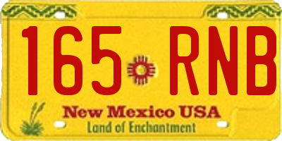 NM license plate 165RNB