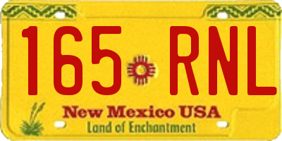 NM license plate 165RNL