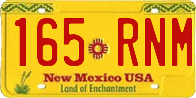 NM license plate 165RNM
