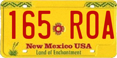 NM license plate 165ROA