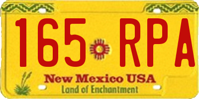 NM license plate 165RPA