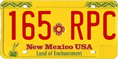 NM license plate 165RPC