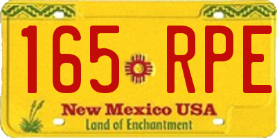 NM license plate 165RPE