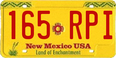 NM license plate 165RPI