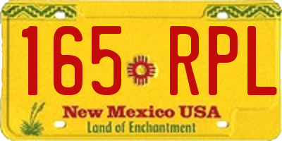 NM license plate 165RPL