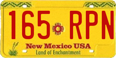 NM license plate 165RPN