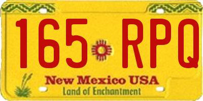 NM license plate 165RPQ
