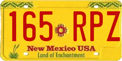 NM license plate 165RPZ