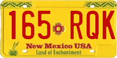 NM license plate 165RQK