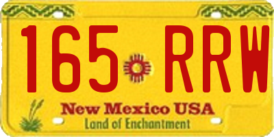 NM license plate 165RRW
