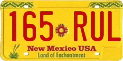 NM license plate 165RUL
