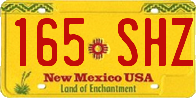 NM license plate 165SHZ