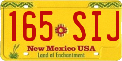 NM license plate 165SIJ