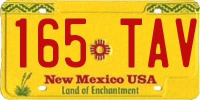 NM license plate 165TAV