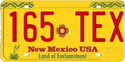 NM license plate 165TEX