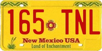 NM license plate 165TNL
