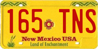 NM license plate 165TNS