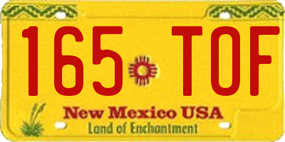 NM license plate 165TOF