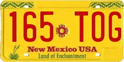 NM license plate 165TOG