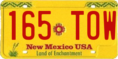 NM license plate 165TOW