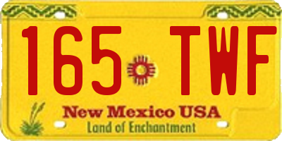 NM license plate 165TWF