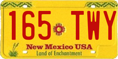 NM license plate 165TWY