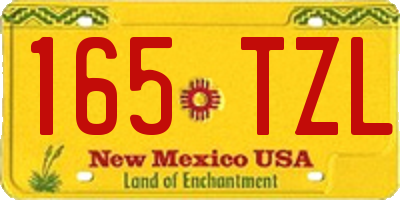 NM license plate 165TZL