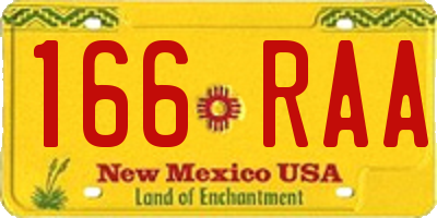 NM license plate 166RAA