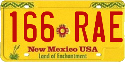 NM license plate 166RAE