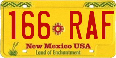 NM license plate 166RAF