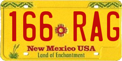 NM license plate 166RAG