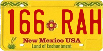 NM license plate 166RAH