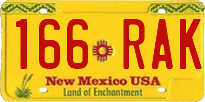 NM license plate 166RAK