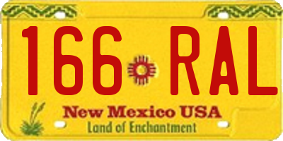 NM license plate 166RAL