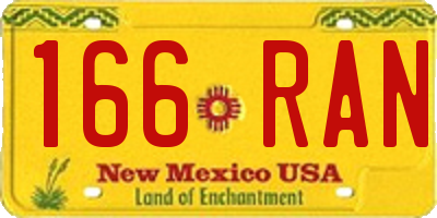 NM license plate 166RAN