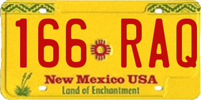 NM license plate 166RAQ