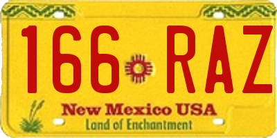 NM license plate 166RAZ