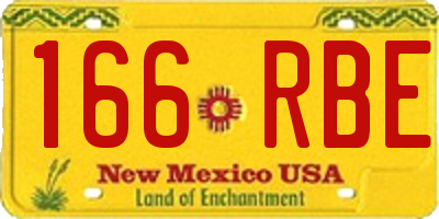 NM license plate 166RBE