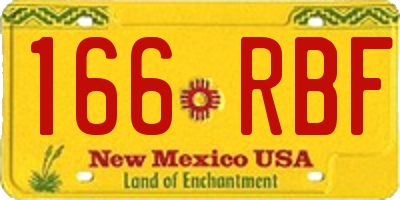 NM license plate 166RBF