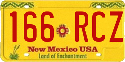 NM license plate 166RCZ