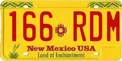 NM license plate 166RDM