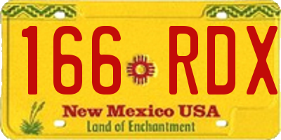 NM license plate 166RDX
