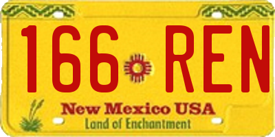 NM license plate 166REN