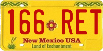 NM license plate 166RET