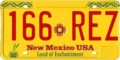 NM license plate 166REZ