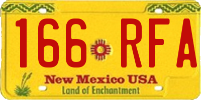 NM license plate 166RFA