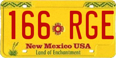 NM license plate 166RGE