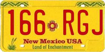 NM license plate 166RGJ