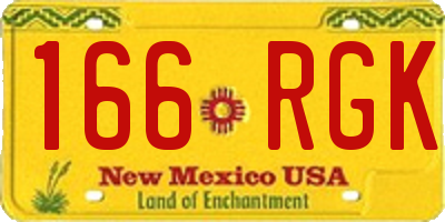 NM license plate 166RGK