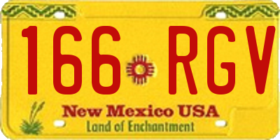 NM license plate 166RGV